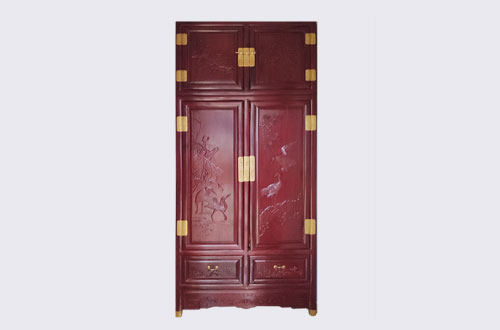 樊城高端中式家居装修深红色纯实木衣柜